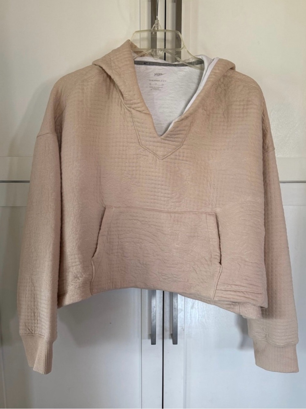 Cropped Beige Hooded Pullover - Women's Hoodie Nike small